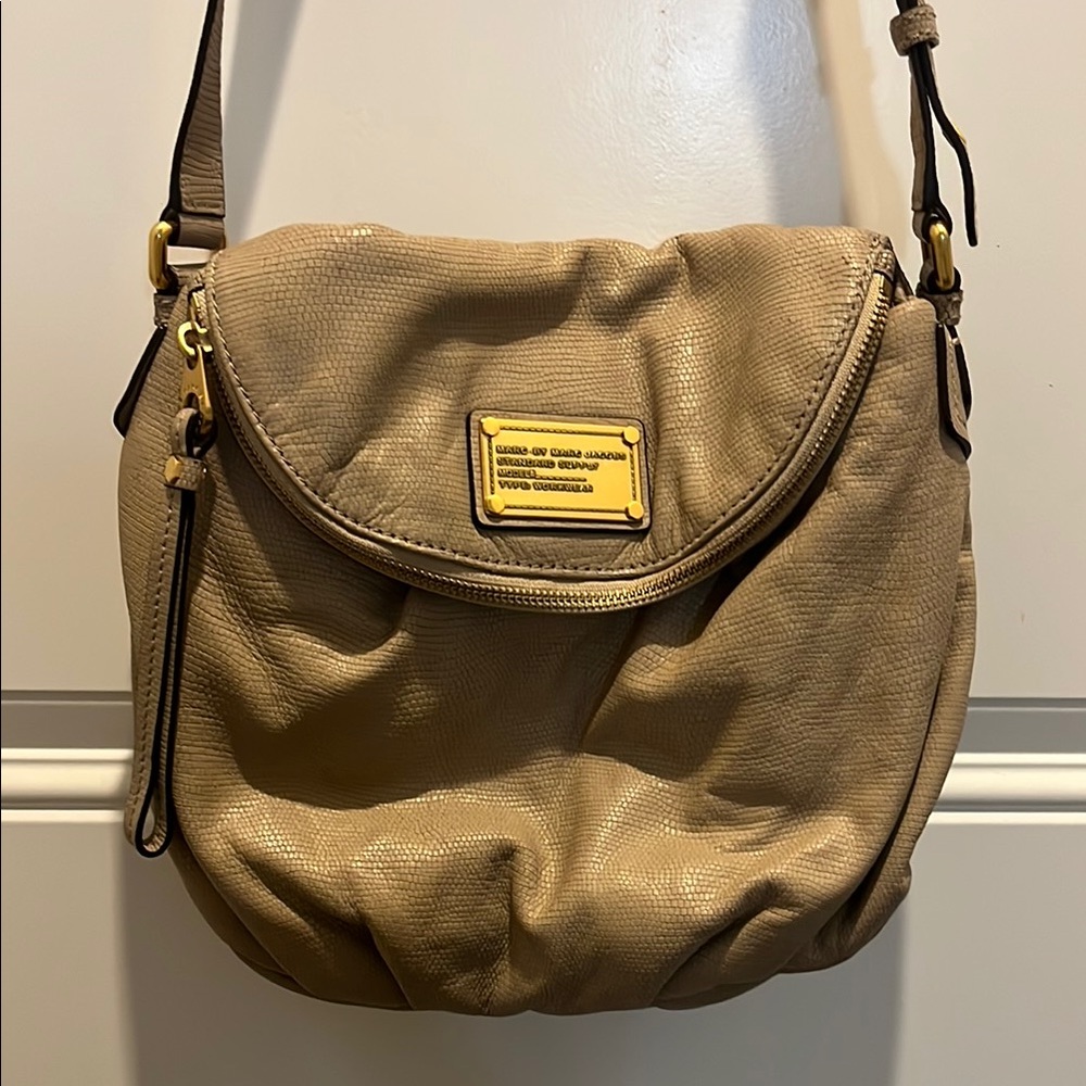 Marc Jacobs Beige Crossbody Bag with Gold Accents